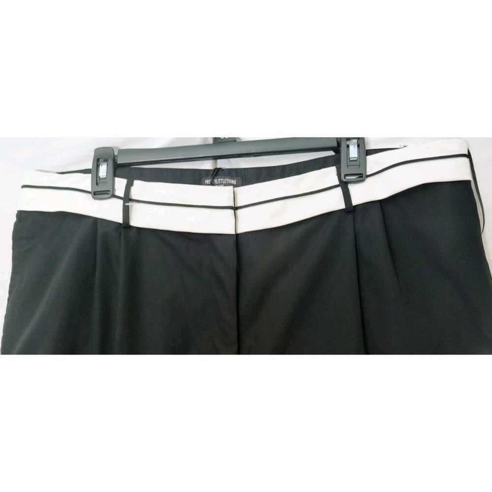 Pretty Little Thing Women Sz 16 Dress Pants Black Wide Leg Pleated - Picture 2 of 16